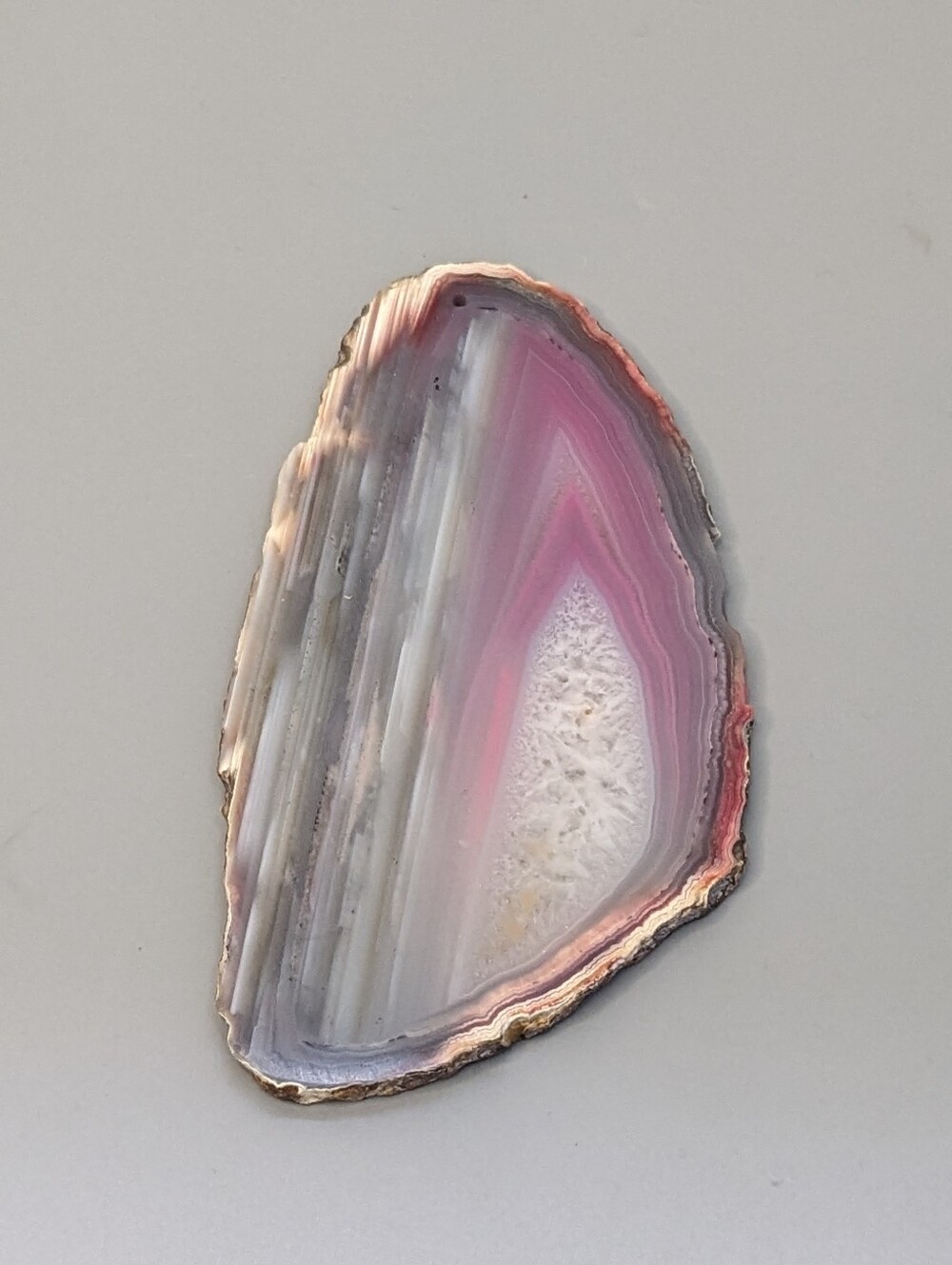 Natural Agate Slice Drilled Pink White Banded Stone 3.75"  Crystal Boho 43.4 G - Picture 2 of 6